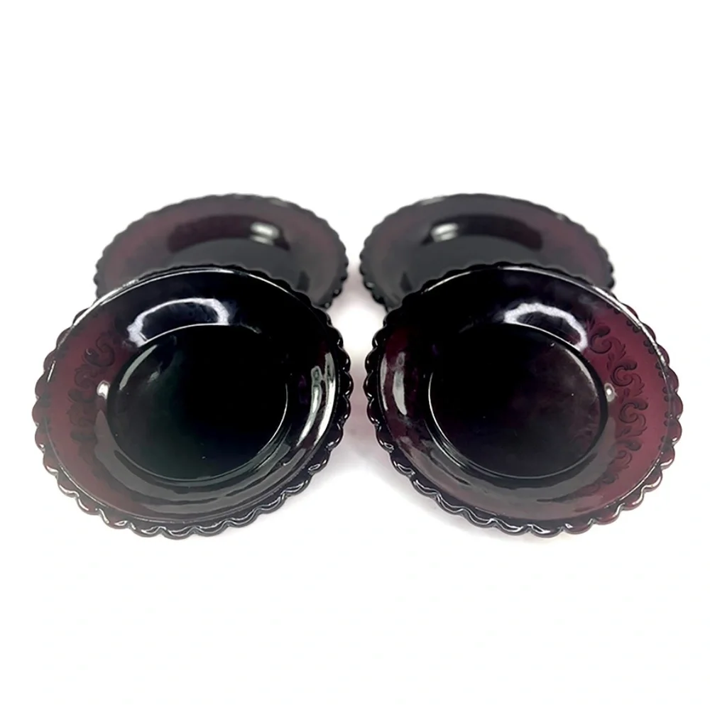 Vintage Purple Pressed Glass Cocktail Plates - 4